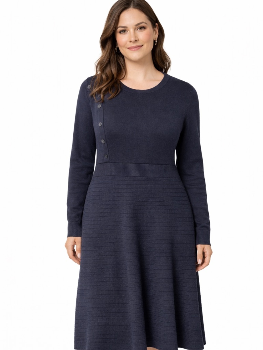 Banana Republic Navy Knit Sweater Dress Button Detail XL